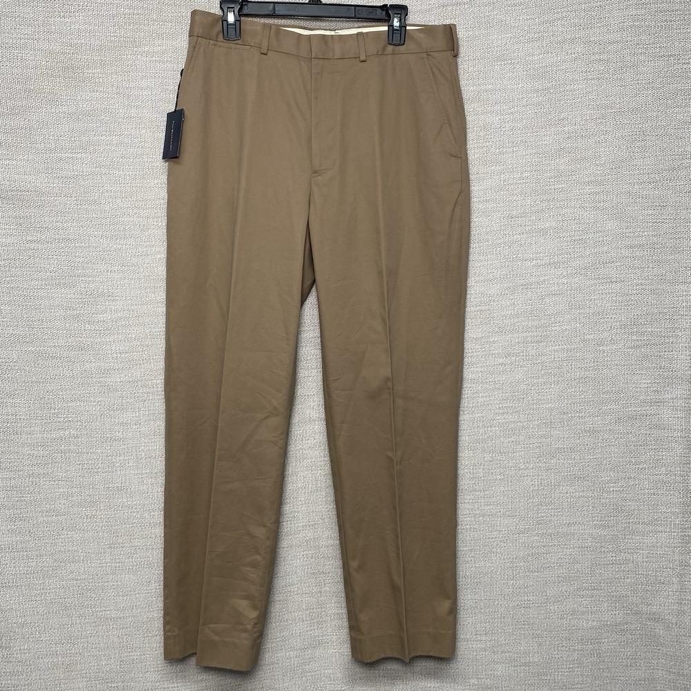 NEW 90s Polo by Ralph Lauren Chino Trouser 34x30.5 Cotton Twill Flat Front Brown